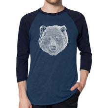 Load image into Gallery viewer, Bear Face  - Men&#39;s Raglan Baseball Word Art T-Shirt