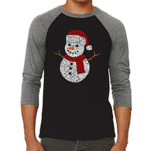 Load image into Gallery viewer, Christmas Snowman - Men&#39;s Raglan Baseball Word Art T-Shirt
