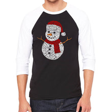 Load image into Gallery viewer, Christmas Snowman - Men&#39;s Raglan Baseball Word Art T-Shirt