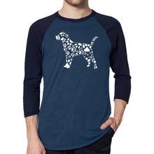Load image into Gallery viewer, Dog Paw Prints  - Men&#39;s Raglan Baseball Word Art T-Shirt