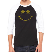 Load image into Gallery viewer, Rockstar Smiley  - Men&#39;s Raglan Baseball Word Art T-Shirt