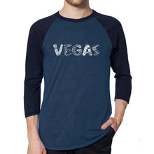 Load image into Gallery viewer, VEGAS - Men&#39;s Raglan Baseball Word Art T-Shirt