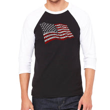Load image into Gallery viewer, American Wars Tribute Flag - Men&#39;s Raglan Baseball Word Art T-Shirt