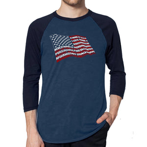 American Wars Tribute Flag - Men's Raglan Baseball Word Art T-Shirt