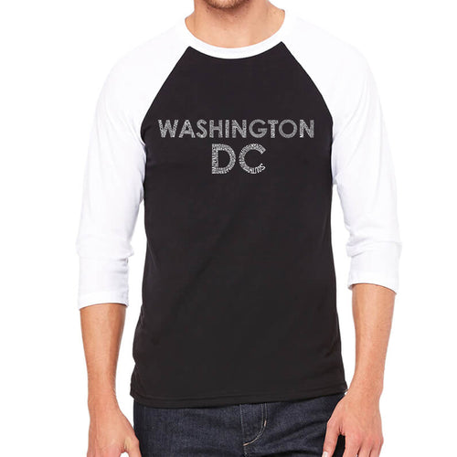 WASHINGTON DC NEIGHBORHOODS - Men's Raglan Baseball Word Art T-Shirt