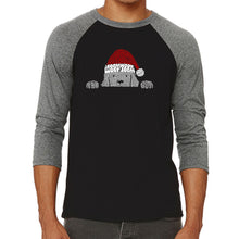 Load image into Gallery viewer, Christmas Peeking Dog - Men&#39;s Raglan Baseball Word Art T-Shirt
