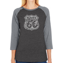 Load image into Gallery viewer, Stops Along Route 66 - Women&#39;s Raglan Baseball Word Art T-Shirt