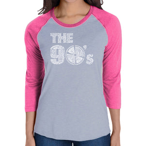 90S - Women's Raglan Baseball Word Art T-Shirt