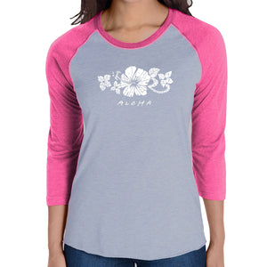 ALOHA - Women's Raglan Baseball Word Art T-Shirt