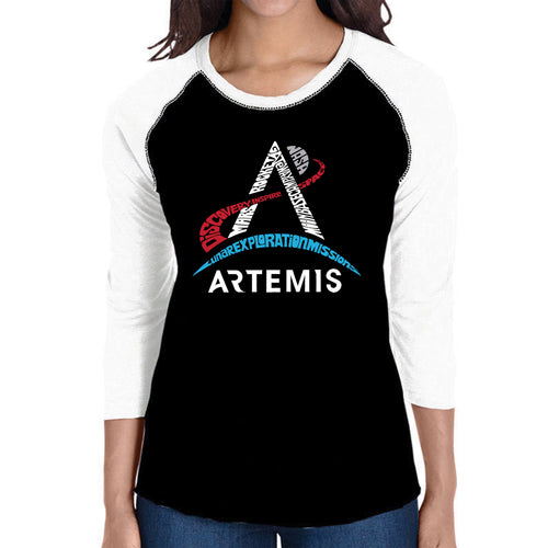 NASA Artemis Logo - Women's Raglan Word Art T-Shirt