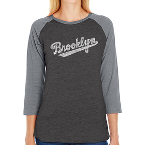 Brooklyn Neighborhoods  - Women's Raglan Baseball Word Art T-Shirt