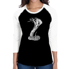Load image into Gallery viewer, Types of Snakes - Women&#39;s Raglan Baseball Word Art T-Shirt
