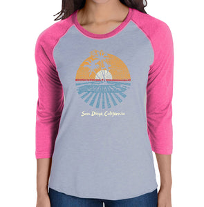 Cities In San Diego - Women's Raglan Baseball Word Art T-Shirt