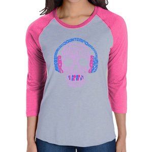Styles of EDM Music  - Women's Raglan Baseball Word Art T-Shirt