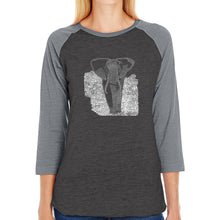 Load image into Gallery viewer, ELEPHANT - Women&#39;s Raglan Baseball Word Art T-Shirt