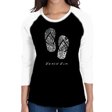 Load image into Gallery viewer, BEACH BUM - Women&#39;s Raglan Baseball Word Art T-Shirt