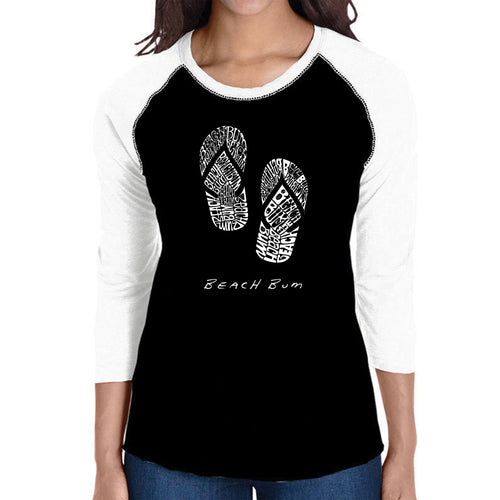 BEACH BUM - Women's Raglan Baseball Word Art T-Shirt