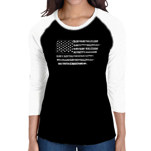 Glory Hallelujah Flag  - Women's Raglan Word Art T-Shirt
