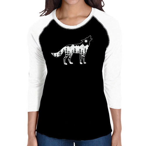 Howling Wolf  - Women's Raglan Word Art T-Shirt