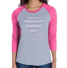 Load image into Gallery viewer, XOXO Heart  - Women&#39;s Raglan Baseball Word Art T-Shirt