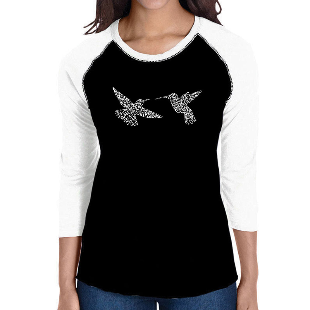 Hummingbirds - Women's Raglan Word Art T-Shirt