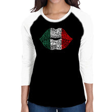 Load image into Gallery viewer, Latina Lips  - Women&#39;s Raglan Word Art T-Shirt