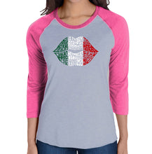 Load image into Gallery viewer, Latina Lips  - Women&#39;s Raglan Word Art T-Shirt