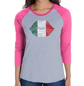 Latina Lips  - Women's Raglan Word Art T-Shirt