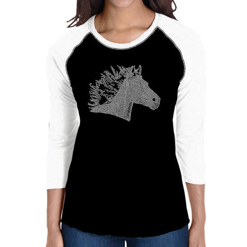 Horse Mane - Women's Raglan Baseball Word Art T-Shirt