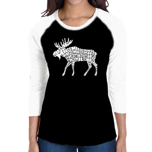 Moose  - Women's Raglan Word Art T-Shirt