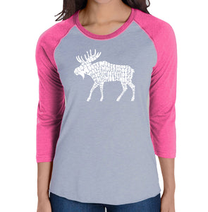 Moose  - Women's Raglan Word Art T-Shirt