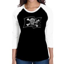 Load image into Gallery viewer, FAMOUS PIRATE CAPTAINS AND SHIPS - Women&#39;s Raglan Baseball Word Art T-Shirt