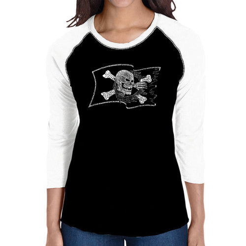 FAMOUS PIRATE CAPTAINS AND SHIPS - Women's Raglan Baseball Word Art T-Shirt