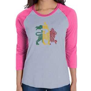 One Love Rasta Lion - Women's Raglan Baseball Word Art T-Shirt