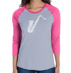 Sax - Women's Raglan Baseball Word Art T-Shirt