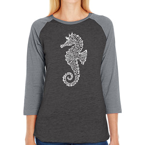 Types of Seahorse - Women's Raglan Baseball Word Art T-Shirt