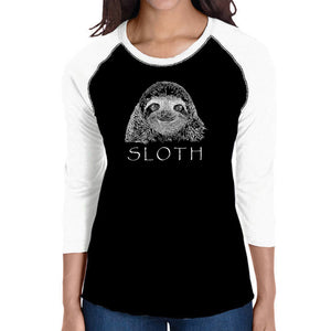 Sloth - Women's Raglan Baseball Word Art T-Shirt