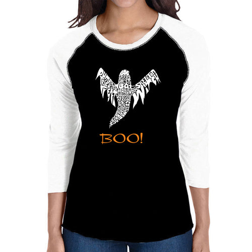 Halloween Ghost - Women's Raglan Word Art T-Shirt