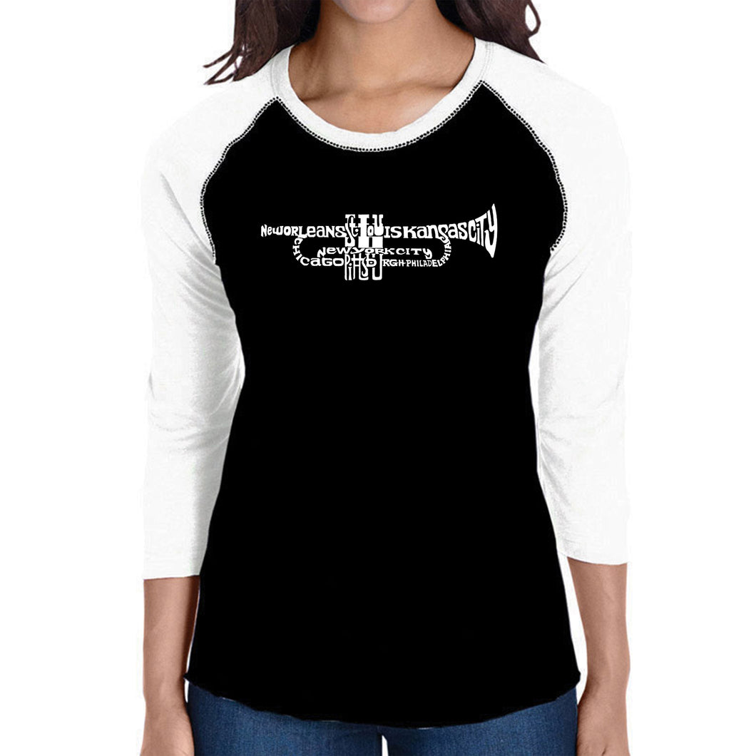 Trumpet - Women's Raglan Baseball Word Art T-Shirt