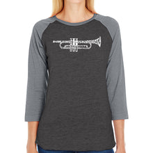 Load image into Gallery viewer, Trumpet - Women&#39;s Raglan Baseball Word Art T-Shirt