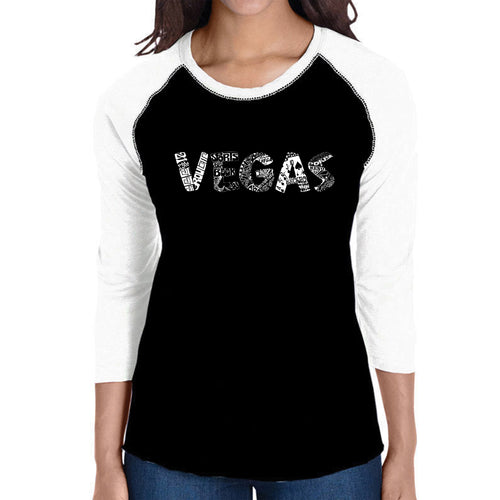 VEGAS - Women's Raglan Baseball Word Art T-Shirt