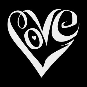 Script Love Heart  - Women's Word Art V-Neck T-Shirt