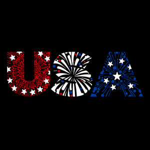 USA Fireworks - Boy's Word Art Long Sleeve T-Shirt