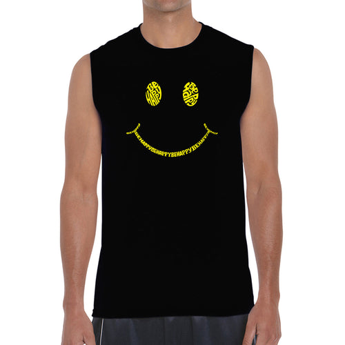 Be Happy Smiley Face  - Men's Word Art Sleeveless T-Shirt