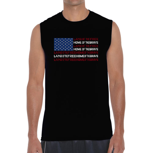 Land of the Free American Flag  - Men's Word Art Sleeveless T-Shirt