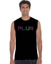 Load image into Gallery viewer, PLUR -  Men&#39;s Word Art Sleeveless T-Shirt