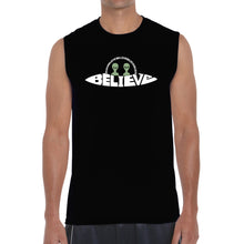 Load image into Gallery viewer, Believe UFO - Men&#39;s Word Art Sleeveless T-Shirt