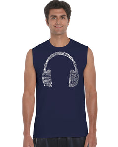 HEADPHONES - Men's Word Art Sleeveless T-Shirt