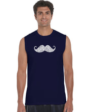 Load image into Gallery viewer, WAYS TO STYLE A MOUSTACHE - Men&#39;s Word Art Sleeveless T-Shirt