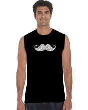 Load image into Gallery viewer, WAYS TO STYLE A MOUSTACHE - Men&#39;s Word Art Sleeveless T-Shirt